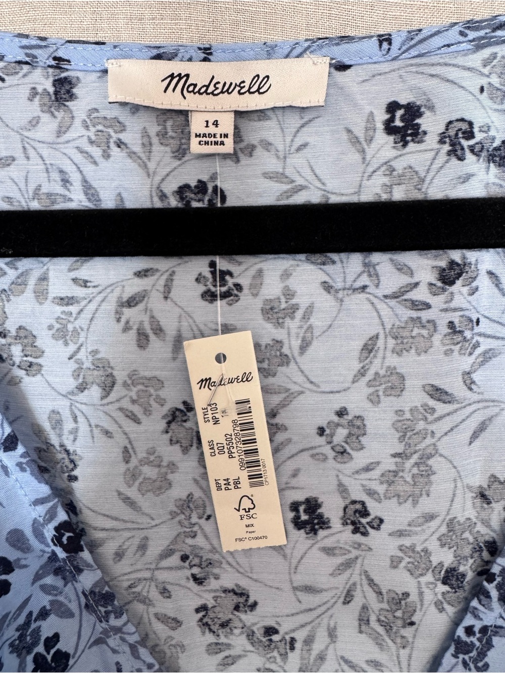 NWT Madewell $110 The Ariana floral Midi Dress in powder blue size 14 - Picture 6 of 10